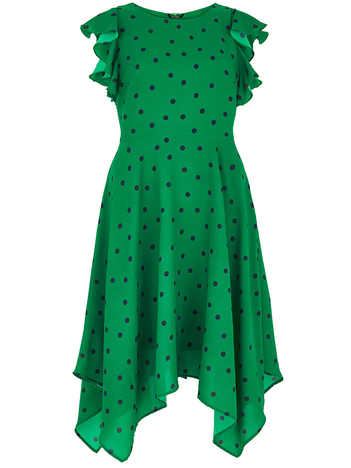 Bonmarche Bonmarche GREEN Spotted Hanky Hem Dress Size 10 to 26