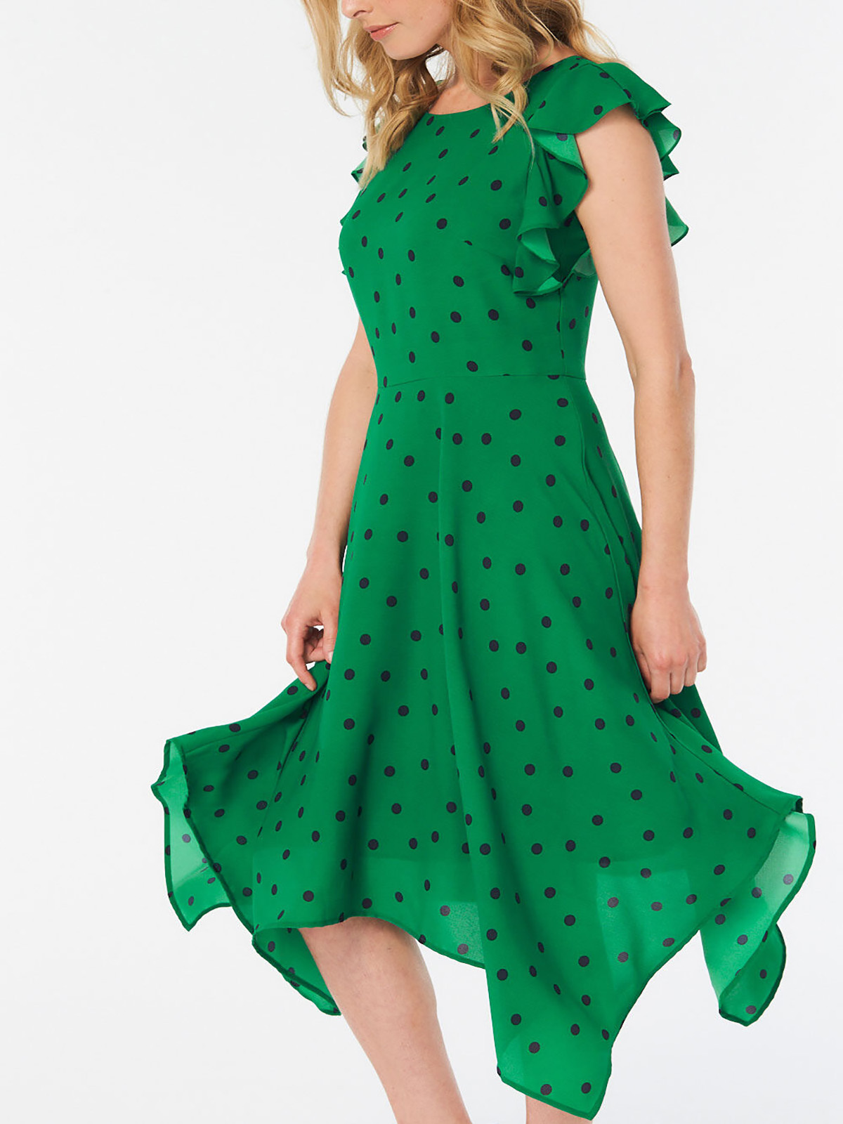 lipsy spot hanky hem dress