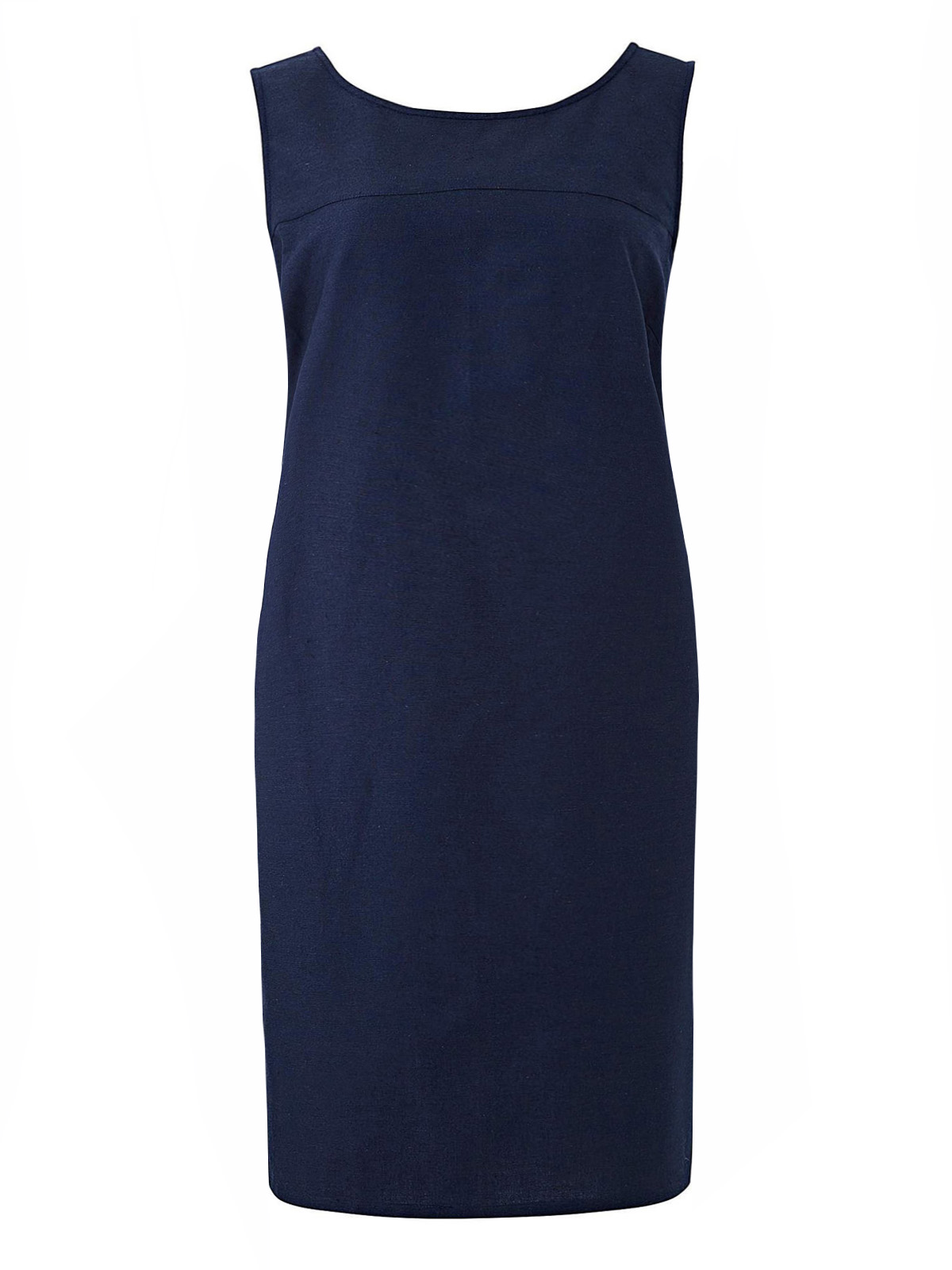 Capsule - - Capsule NAVY Linen Blend Easy Care V-Back Dress - Plus Size ...