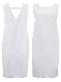 WHITE Linen Blend Easy Care V-Back Dress - Size 12 to 18