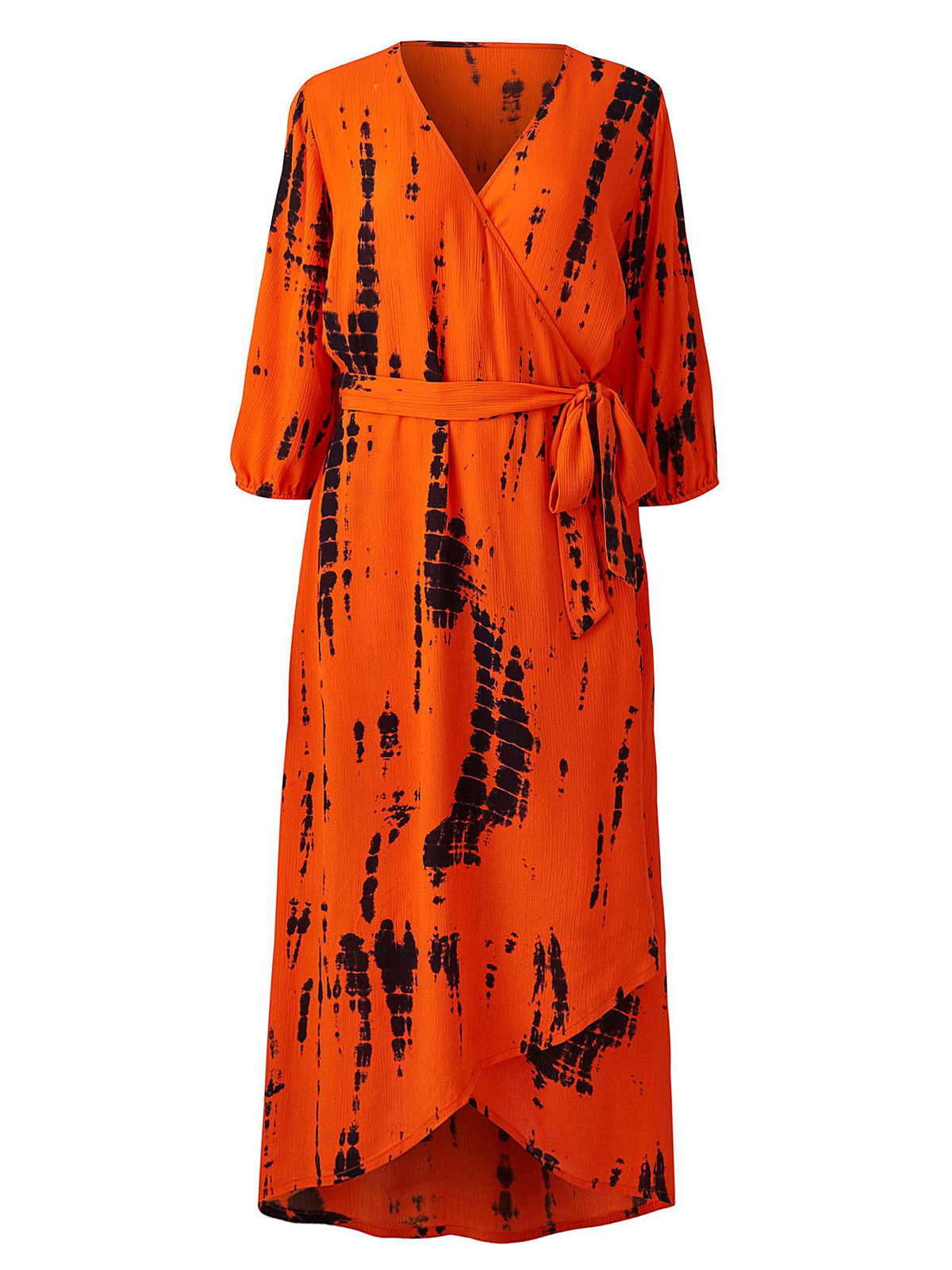 Plus Size wholesale clothing by simply be - - SimplyBe ORANGE Tie Dye  Crinkle Wrap Dress - Plus Size 12 to 32