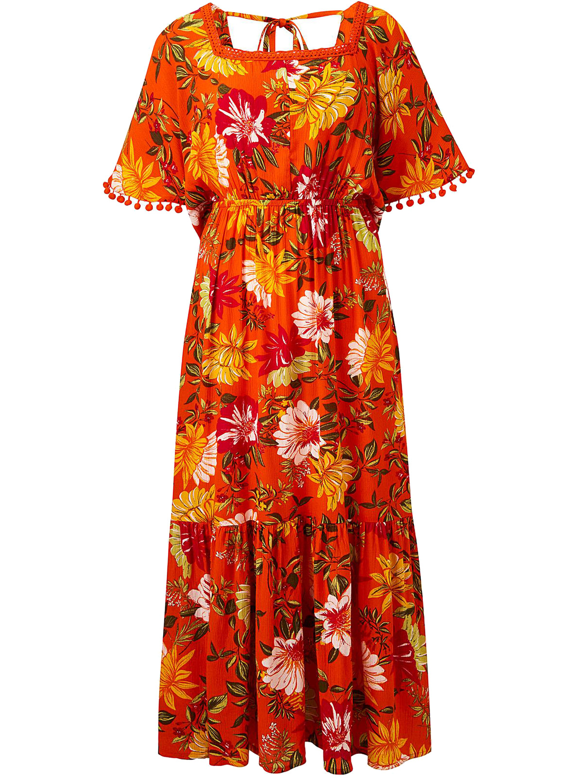 JD Williams - - JD Williams ORANGE Floral Print Crinkle Maxi Dress ...