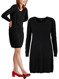Ellos BLACK Long Sleeve Knitted Cala Dress - Size 8/10 to 16/18 (EU 34/36 to 42/44)