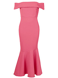 B00H00 CORAL Bandeau Sleeve Fishtail Maxi Dress - Plus Size 16 to 28