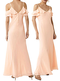 PEACH Frill Detail Wrap Dress - Size 6 to 18