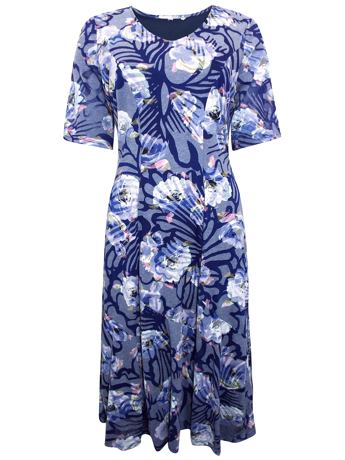 Cotton Traders NAVY Floral Burnout Midi Dress - Size 10 to 20