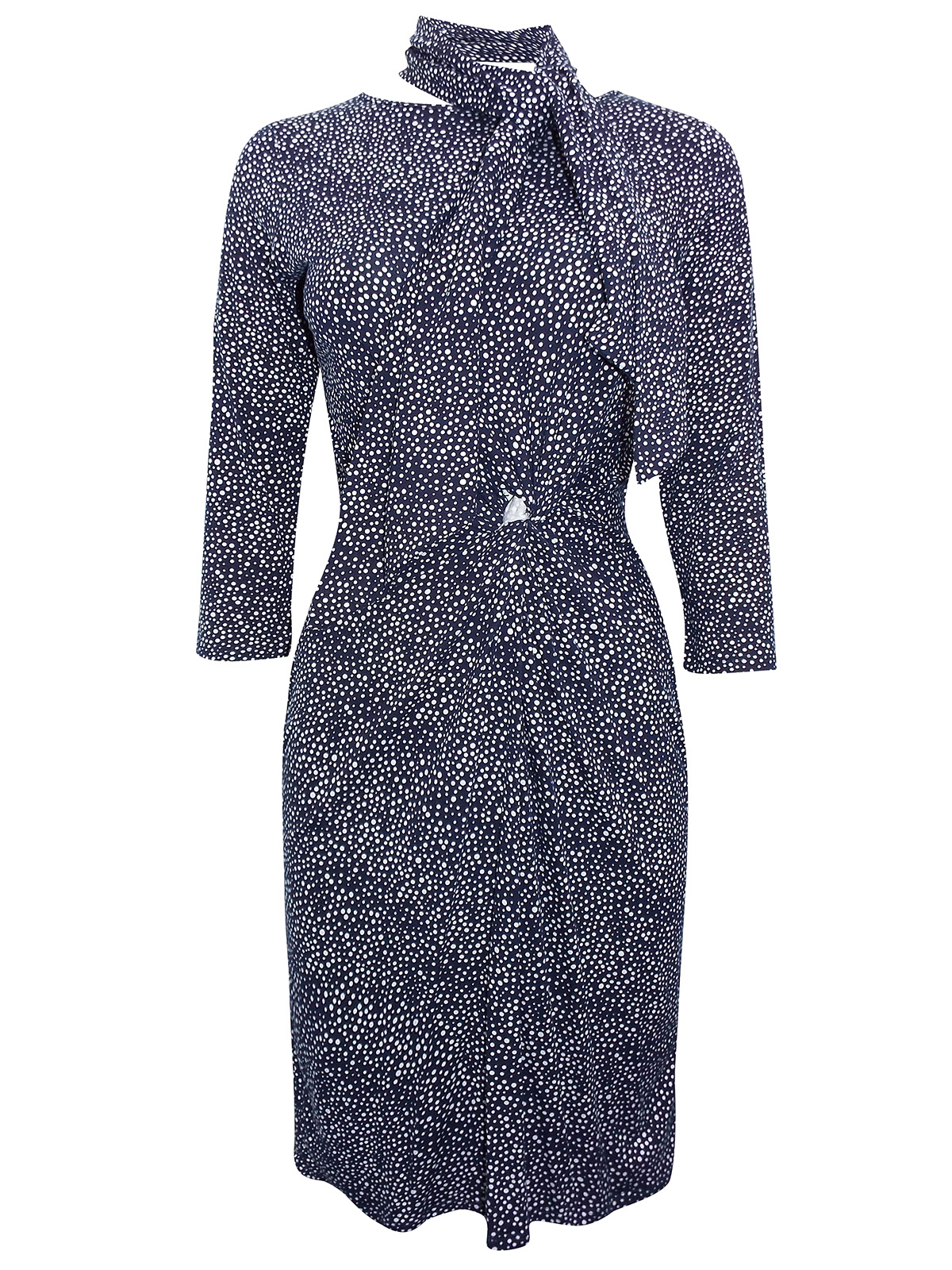 First Avenue NAVY Twist Side Printed Jersey Dress & Matching Scarf ...