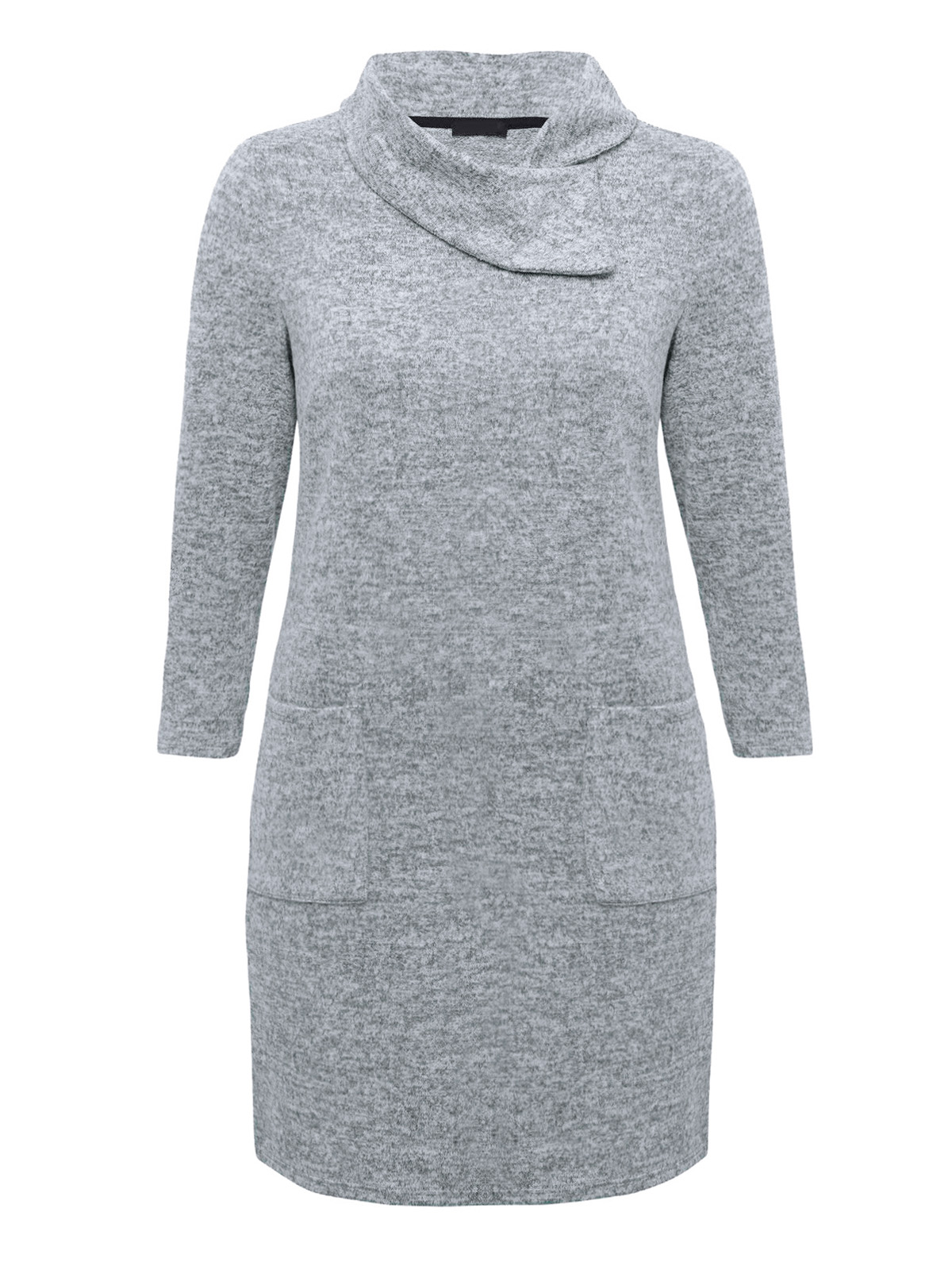 GREY-MARL Knitted Pocket Tunic Dress - Size 8 to 16