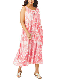 IRREGULAR - PINK Sleeveless Floral Print Dress - Plus Size 16/18 to 28/30 (US M to 2X)