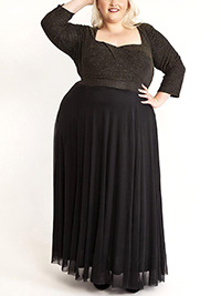 Scarlett & J0 BLACK Gold Lurex Sweetheart Maxi Dress Gown - Plus Size 14 to 32