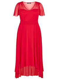 CORAL Angel Sleeved Dipped Hem Dress - Plus Size 14 to 26