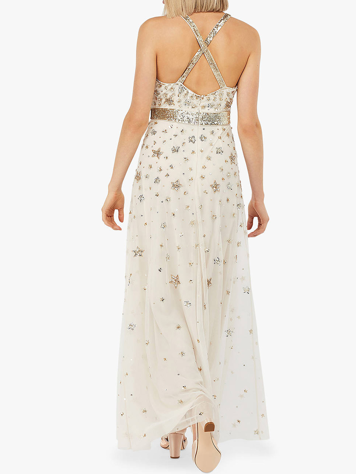 M0NSOON NUDE Laura Star Embellished Maxi Dress - Size 8 to 12