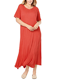 PAPAYA Short Sleeve Crinkle Maxi Dress - Plus Size 24/26 to 40/42 (US 1X to 5X)