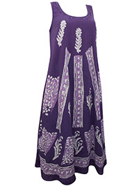 Soft Surroundings PURPLE Sequin Embellished Batik Umbrella Dress - Size 8/10 to 20 (S to XL)