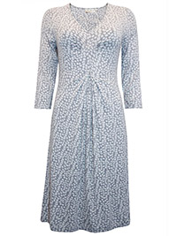 WHITE Printed 3/4 Sleeve Jersey Midi Dress - Size 10 to 18 (XS to L1)