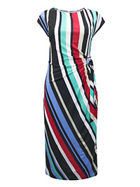 MULTI Striped Jersey Side Tie Midi Dress - Size 8 to 22