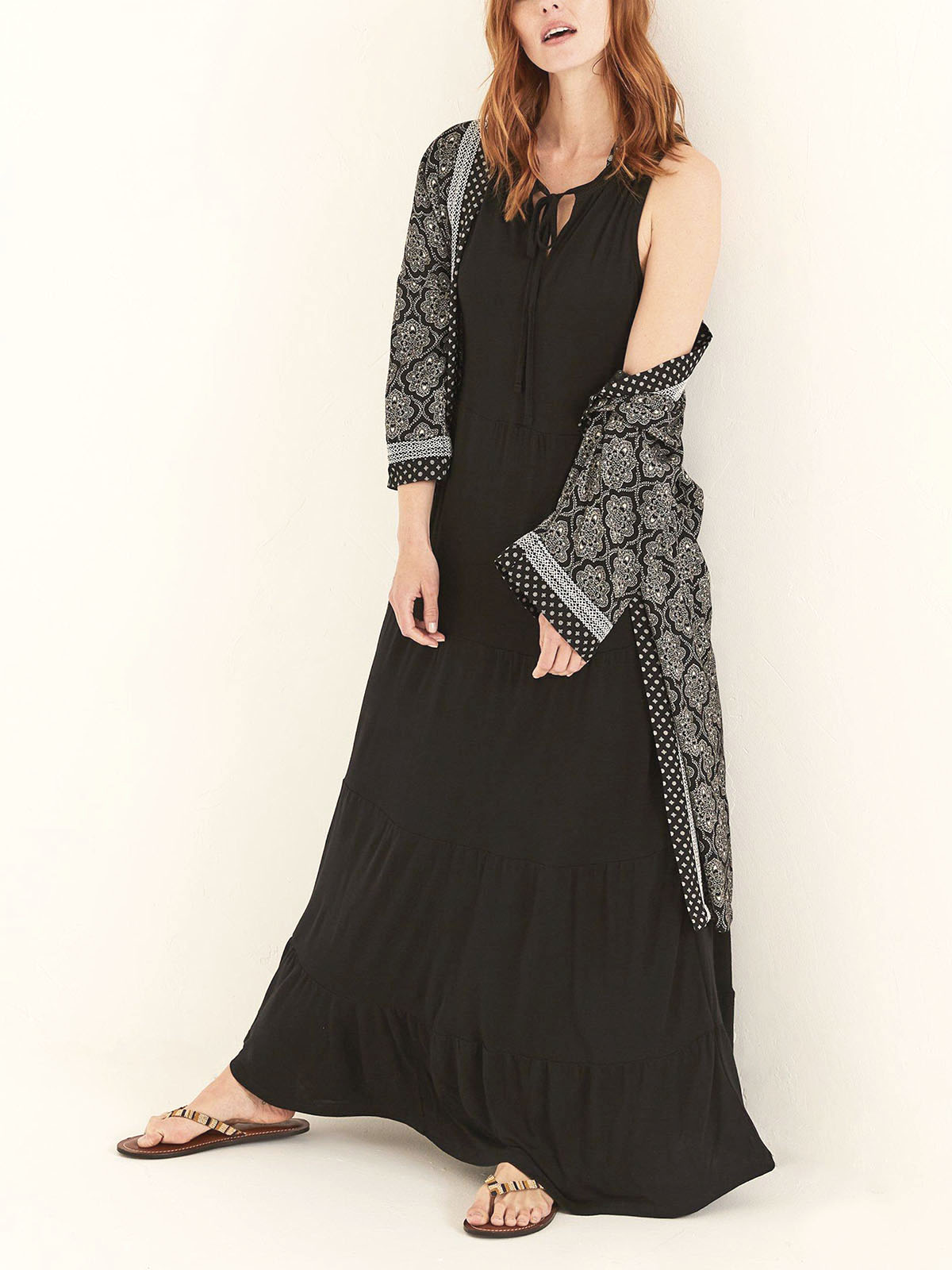 FAT FACE Fat Face BLACK Suri Jersey Maxi Dress Size 8 to 16