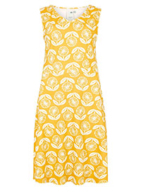 WF SUNSHINE-YELLOW Paisley Printed Jersey Dress - Size 10 to 20