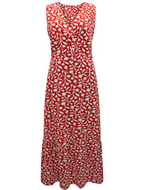 SS RED Floral Silhouette Squash Beach Glass Dress - Size 6 to 14