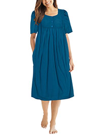 TEAL Sweetheart Bib Short Lounge Pocket Dress - Plus Size 16/18 to 40/42 (US M to 5X)