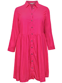 PINK Smock Shirt Dress - Plus Size 16 to 22