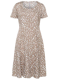 TAUPE Spot Print A-Line Dress - Plus Size 12 to 22