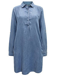 FF LIGHT-DENIM Harper Denim Midi Shirt Dress - Size 6 to 16