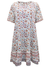 FF WHITE Simone Border Print Dress - Size 8 to 18