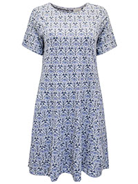 FF MID-BLUE Simone Sea Floral Jersey Dress - Size 8 to 16