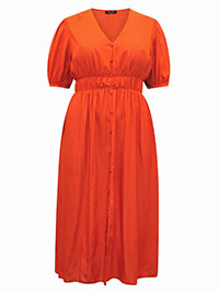 TERRACOTTA Shirred Waist Tea Dress - Plus Size 14 to 16