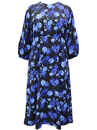 BLUE Balloon Sleeve Tea Dress - Plus Size 16 to 32