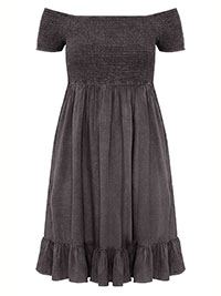 Curve BLACK Shirred Frill Hem Dress - Plus Size 16 to 18