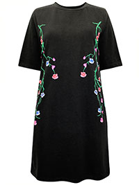 BLACK Cherry Blossom Embroidered Sweat Dress - Size 10 to 18