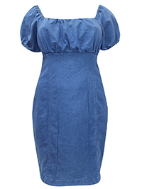 BLUE Bardot Denim Bodycon Dress - Plus Size 20/22 (2X)