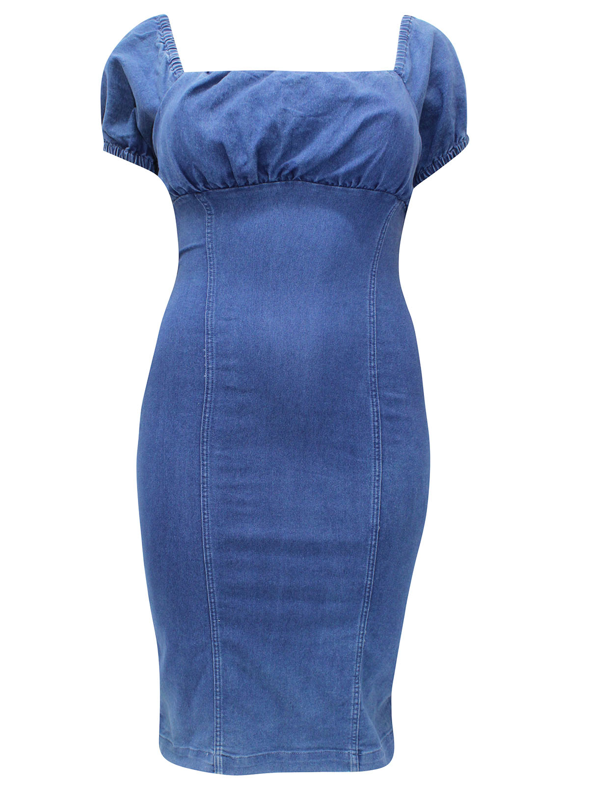 Derek Heart BLUE Bardot Denim Bodycon Dress Junior Plus Size 10 12 to 16 M to XL