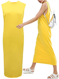BRIGHT-YELLOW City Maxi Sleeveless Sweat Dress - Size 4 to 10