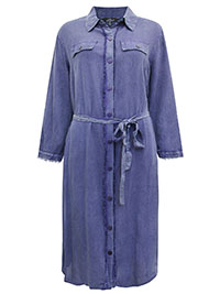 DENIM Button Front Belted Denim Shirt Dress - Plus Size 16/18 to 24/26 (1X to 3X)