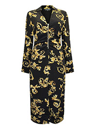 S/DAR BLACK Baroque Print Zip Front Midi Dress - Size 8 to 16