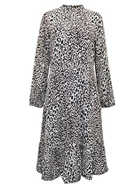 WHITE Leopard Print Keyhole Detail Fit & Flare Dress - Size 6 to 18