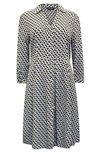 S/DAR IVORY Geo Print Fit & Flare Shirt Dress - Size 10 to 14