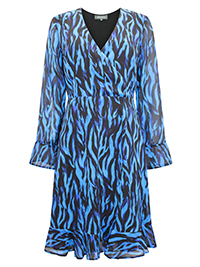 S/DAR BLUE Zebra Print Wrap Front Dress - Plus Size 16