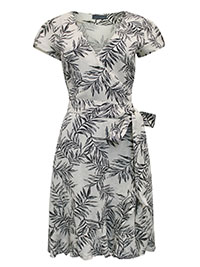 S/DAR IVORY Floral Print Linen Wrap Dress - Size 12 to 18