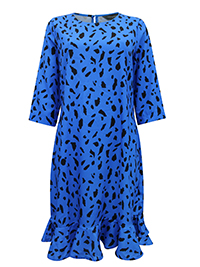 BLUE Animal Print Ruffle Hem Dress - Size 8 to 12