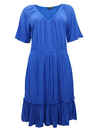 S/DAR BLUE Stretch Waist Summer Dress - Size 10 to 12