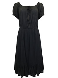 BLACK Bardot Tassel Detail Summer Dress - Size 12 to 16