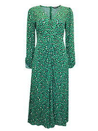 S/DAR GREEN Animal Print V-Neck Midi Swing Dress - Size 10 to 20