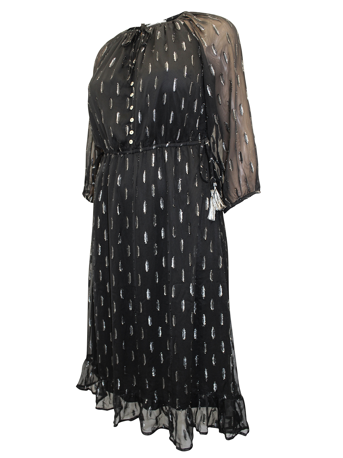 Julipa BLACK Metallic Dobby Chiffon Dress Plus Size 16 to 22