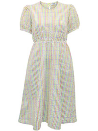 MULTI Textured Gingham Midi Dress With Pockets - Size 10 to 32