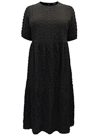 BLACK Textured Tiered Midi Dress - Plus Size 12 to 26