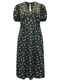BLACK Printed Jacquard Midi Dress - Plus Size 12 to 18